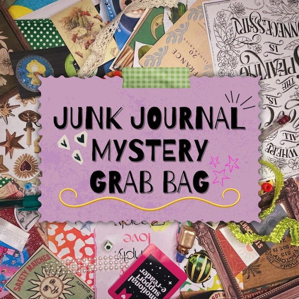 Junk Journal Mystery Grab Bag – Paper, Ephemera, Stickers & More