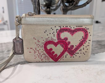 Coach Poppy Blue Sequin Spotlight Purse W/ Disco Ball Bag Charm XL