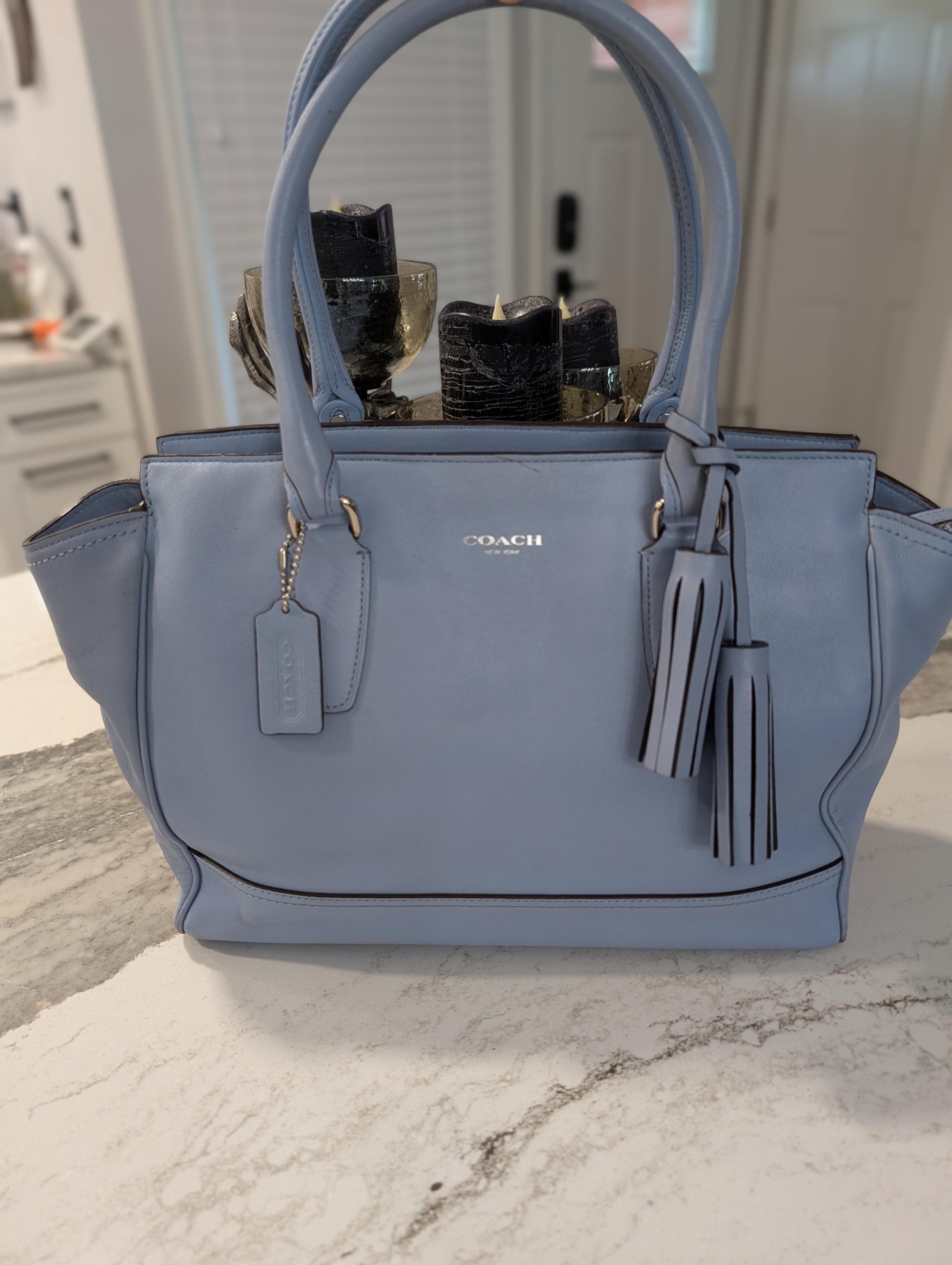 Designer Handbags Coach Blue And White Purse Coach Handbags