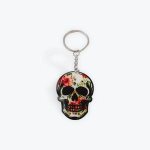 Blumen Schädel Schlüsselanhänger Gothic Schädel Taschenanhänger Halloween Geschenk Witchy Accessoire Alternative Schädel Schmuck