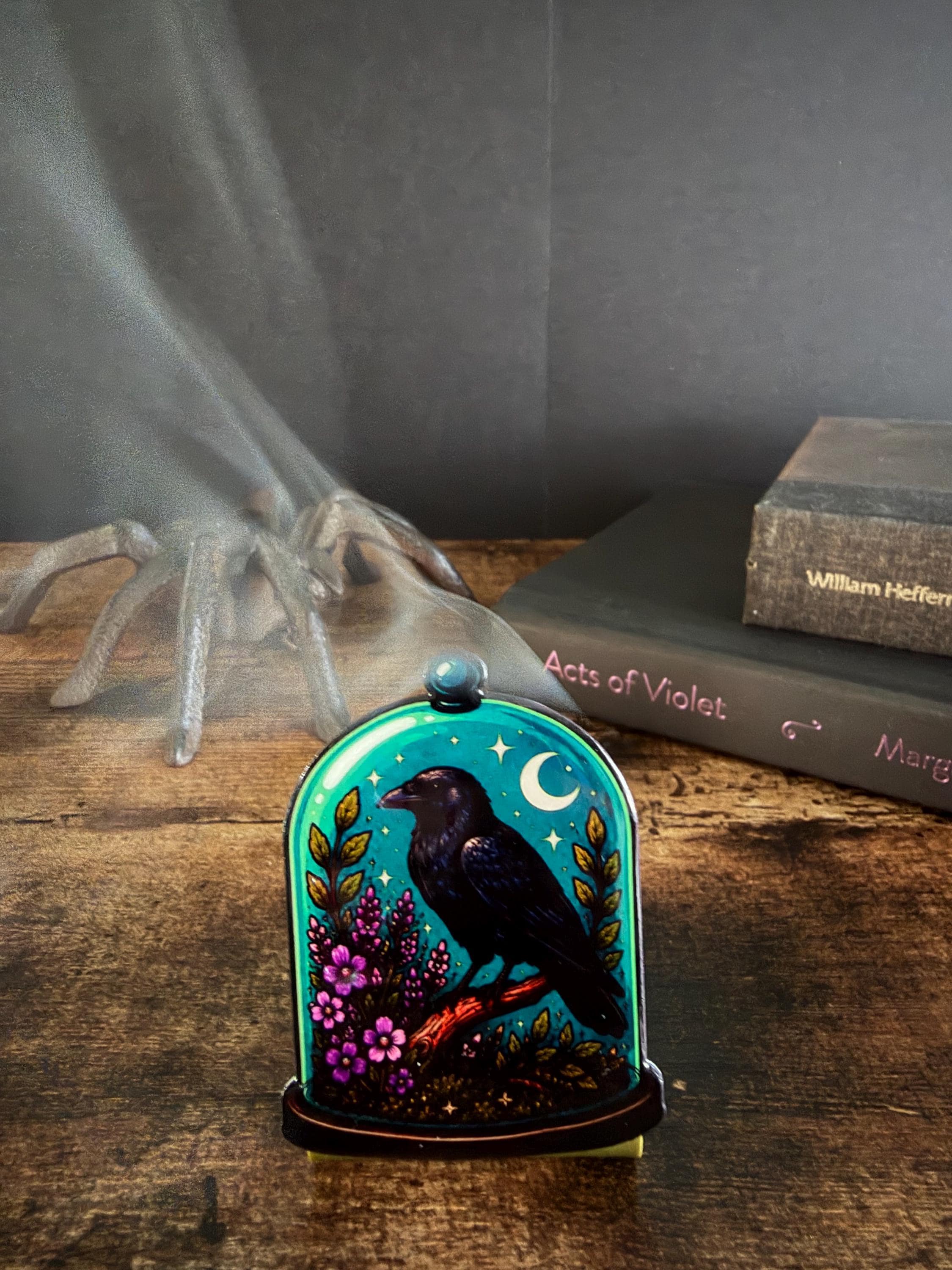 Raven Bell Jar Incense Holder, Gothic Crow Decor, Witchy Cone