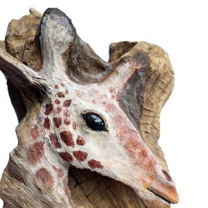 Giraffe Wood Carving Sculpture Upper Level Serengeti African Nature Majestic Original Rick Cain Art Signed Cottagecore