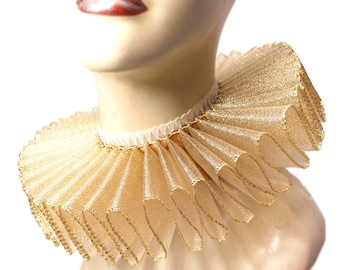 Ruffled Collar Silver Shimmer Queen Elizabethan Neck Ruff | Etsy