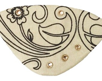 Eye Patch Tan Brown Jeweled Floral Neutral Tone Victorian Steampunk Pirate Fashion Cosplay