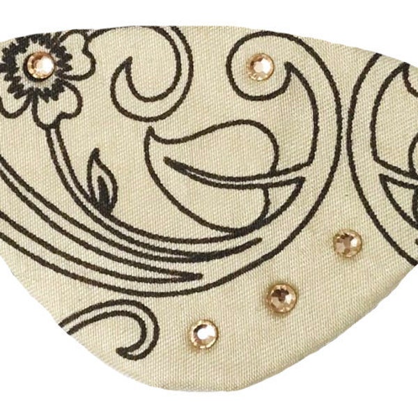 Eye Patch Tan Brown Jeweled Floral Neutral Tone Victorian Steampunk Pirate Fashion Cosplay