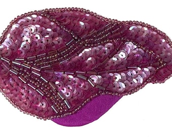 Pink Eye Patch Fuchsia Petals Beaded Sequin Jeweled Fashion Pirate Fantasy Bright