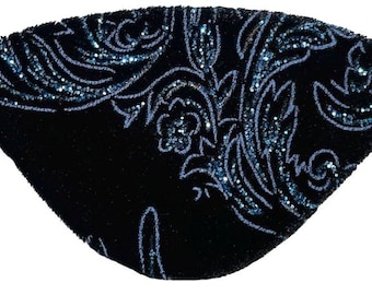 Velvet Eye Patch Blue Black Starlit Swirling Fashion Eyepatch Dramatic Elegant