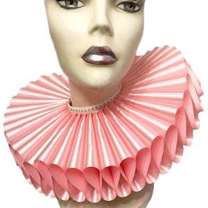 Rüschenkragen Baby-Rosa-Satin groß breit Elizabethan Halskrause viktorianischen Steampunk Sissy Edwardian