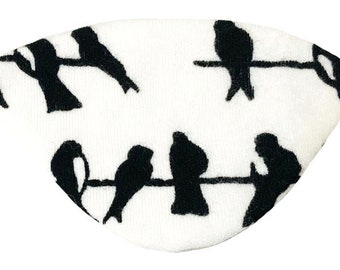 Eye Patch Birds Black White Nature Music Chic Fashion Pirate Fantasy