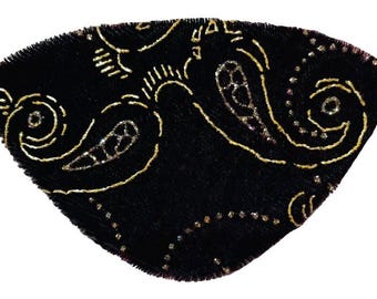 Velvet Eye Patch Black Gold Silver Glitter Shimmery Fashion Pirate Fantasy Eyepatch Dramatic
