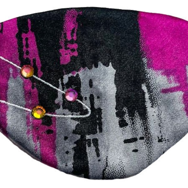 Eye Patch Cityscape Pink Black Silver Jeweled Fashion Abstract Rhinestone