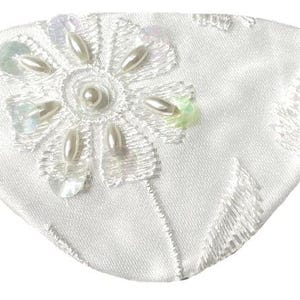 White Eye Patch Pearl Iridescence Sequin Bridal Wedding Elegant Fashion Eyepatch