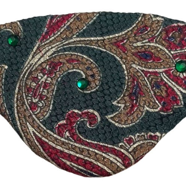 Green Eye Patch Jeweled Paisley Burgundy Gold Fashion Chic Victorian Steampunk Pirate Cosplay