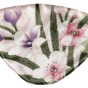 Floral Eye Patch Soft Pale Pink Purple Green Flowers Fashion Jeweled Pretty