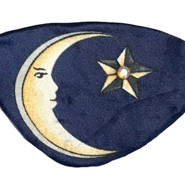 Celestial Eye Patch Blue Moon Star Sun Planets Rhinestone Jeweled Cosplay Fashion Fantasy Pirate