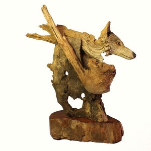 Wolf Smoke Wood Carving Sculpture Woodland Original Rick Cain Art Signed Cottagecore