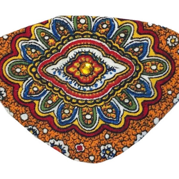 Jeweled Eye Patch Orange Green Red Paisley Bohemian Flair Cosplay Fashion Fantasy Eyepatch Chic