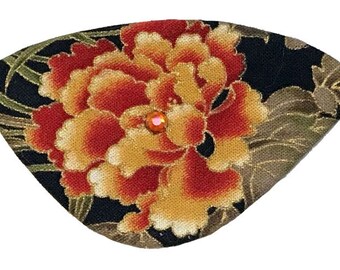 Eye Patch Japanese Garden Yellow Orange Black Gold Red Romantic Fashion Pirate Fantasy Floral