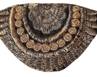 Benda per l'occhio in rame metallizzato, ricamata, scintillante, chic, floreale, alla moda, nera