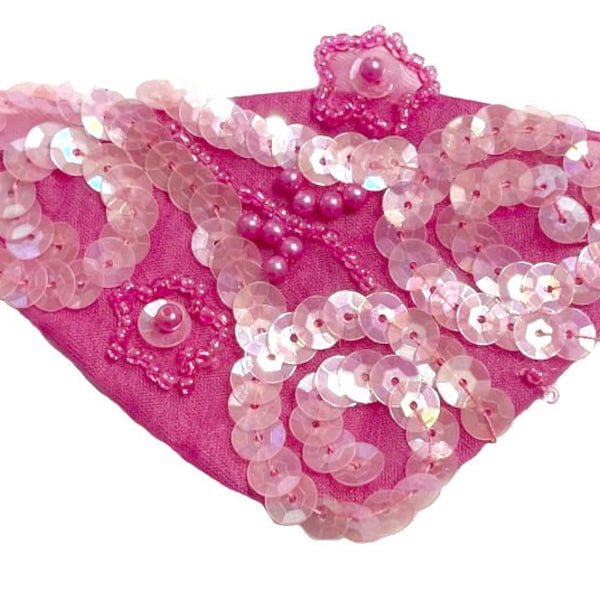 Hot Pink Eye Patch Fuchsia Filigree Beaded Sequin Jeweled Fashion Pirate Fantasy Bright