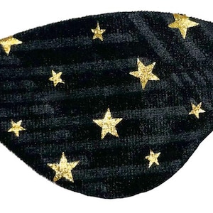 Samt Augenklappe Gold Sterne schwarz gestreift Soft Fashion Eyepatch