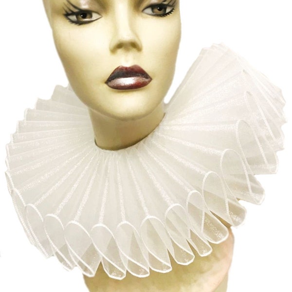 Ruffled Collar Sheer White Tall Wide Elizabethan Neck Ruff Victorian Everything Everywhere