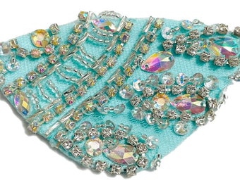 Blue Eye Patch Jeweled Aqua Silver AB Opulence Gold Glam Mermaid Fashion Pirate Fantasy Fashion