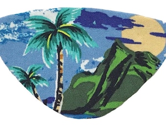 Blue Eye Patch Hawaiian Island Tropical Beach Fashion Pirate Fantasy Floral Volcano Ocean