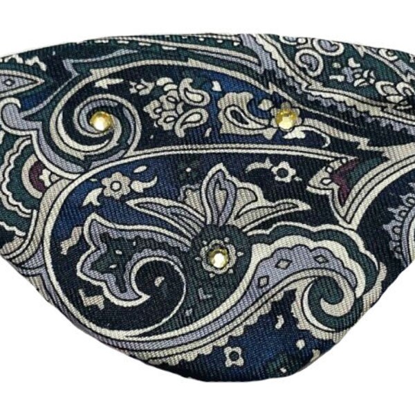 Paisley Eye Patch Jeweled Blue Silver Burgundy Green Rhinestone Victorian Steampunk Pirate Fashion Cosplay Fantasy