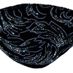 Sammetsögonlapp Blå Svart Stjärnklar Virvlande Mode Ögonlapp Dramatisk Elegant