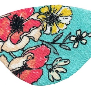 Eye Patch Aqua Floral Coral Pink Blue Turquoise Romantic Fashion Pirate Fantasy Rose Yellow