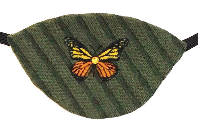 Eye Patch Monarch Butterfly Olive Green Orange Yellow Fantasy Fashion Eyepatch B