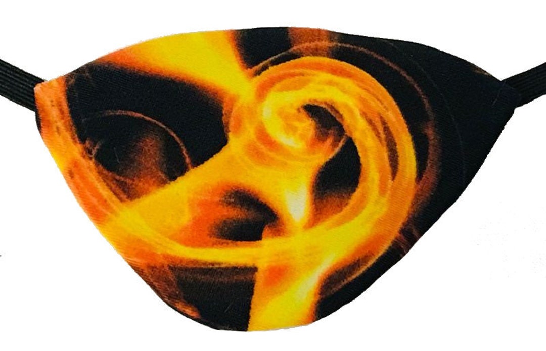 Orange Eye Patch Fire Dancing Flames Yellow Black Fashion Pirate