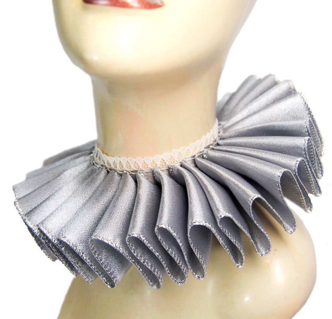 Ruffled Collar Smooth Silver Queen Elizabethan Neck Ruff Victorian ...