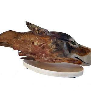 Wolf Wood Carving Sculpture Traveler Woodland Original Rick Cain Art Signed Cottagecore