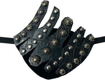 Parche ocular de vinilo negro con tachuelas, estilo punk gótico steampunk, pirata, bucanero, fantasía, moda motera