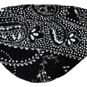 Maschera per occhi nera, argento, bianca, galassia vorticosa, glamour, moda scintillante, luccicante