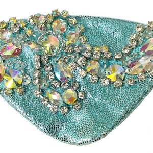 Blue Eye Patch Jeweled Aqua Silver AB Opulence Gold Glam Mermaid Fashion Pirate Fantasy Fashion B