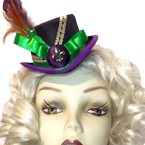 Mini Top Hat Mardi Gras Flair Victorian Steampunk Tea Party Fascinator Cocktail Tiny