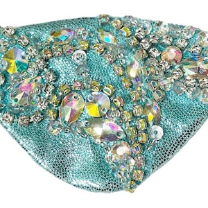 Blue Eye Patch Jeweled Aqua Silver AB Opulence Gold Glam Mermaid Fashion Pirate Fantasy Fashion A