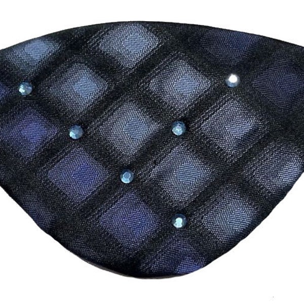 Blue Eye Patch Jeweled Diamond Geometric Black Rhinestone Fashion Chic