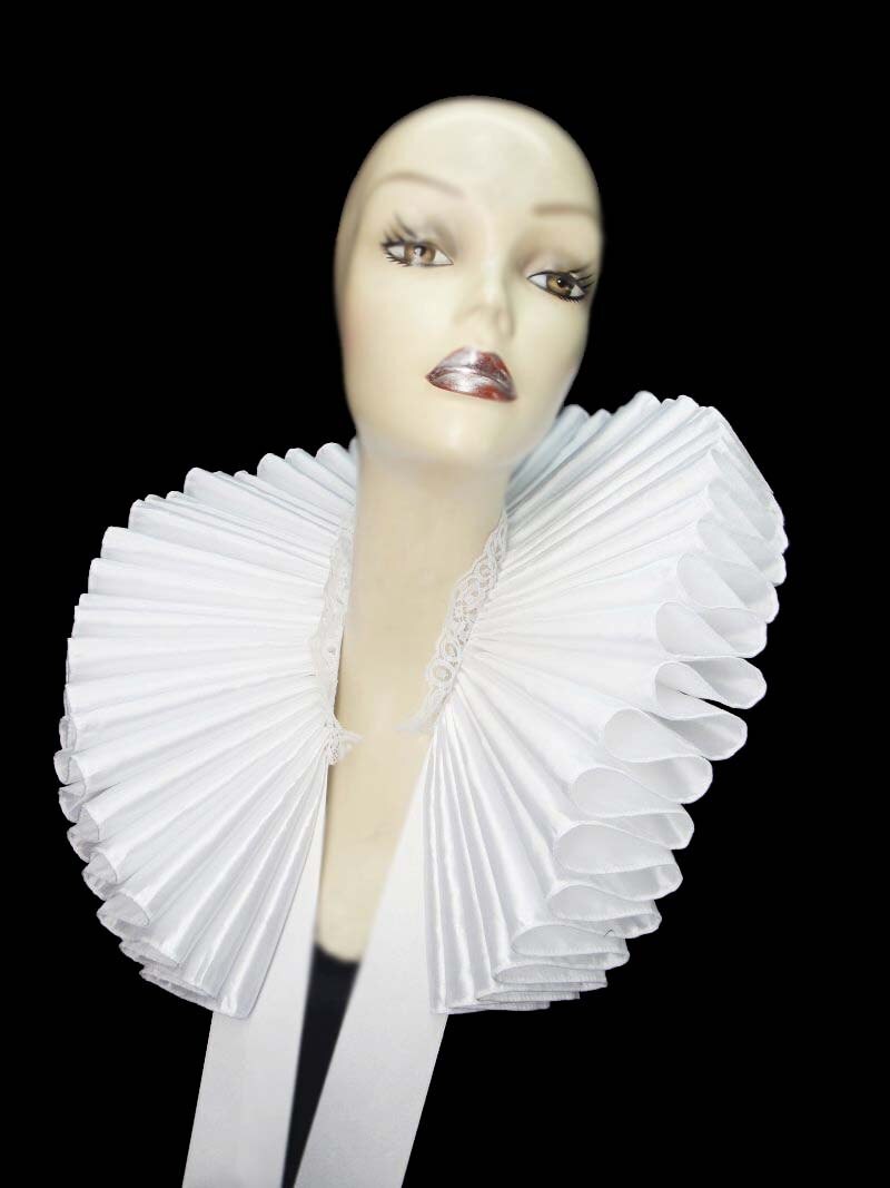 Ruffled Collar White Satin Huge Tall Wide Elizabethan Neck Etsy