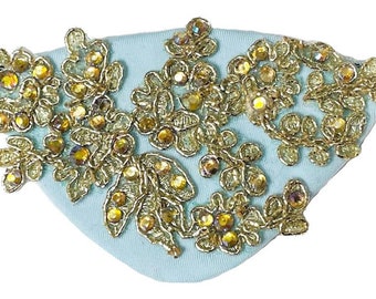 Blue Eye Patch Jeweled Aqua Golden Opulence Gold Glam Mermaid Fashion Pirate Fantasy Fashion