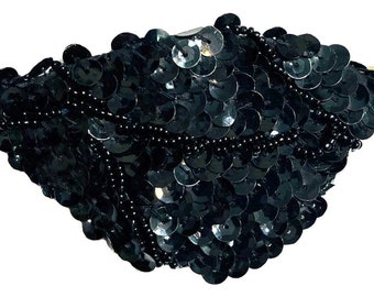 Benda sull'occhio nero con perline paillettes gotico formale Gatsby Cosplay moda fantasia pirata