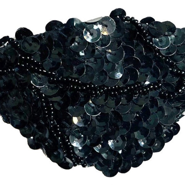 Black Eye Patch Beaded Sequin Gothic Formal Gatsby Cosplay Fashion Fantasy Pirate