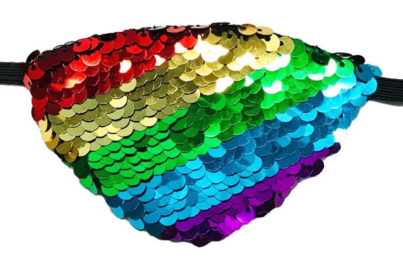 Rainbow Eye Patch Sequin Metallic Shiny Colorful Pride Wild - Etsy
