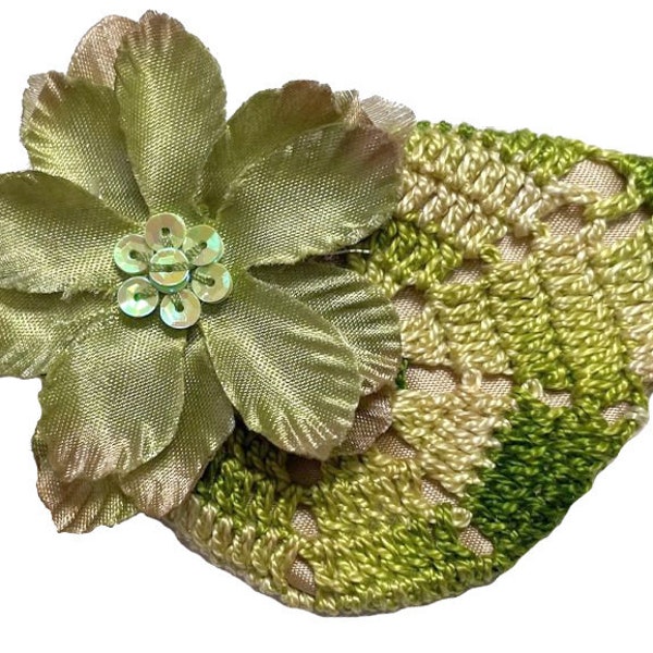 Jeweled Eye Patch Spring Green Crochet Boho Chic Fashion Pirate Fantasy Woodland