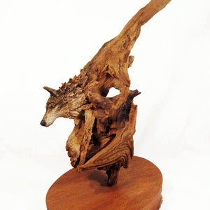 Wolf Wood Carving Sculpture On The Move Woodland Original Rick Cain Art Signed Cottagecore