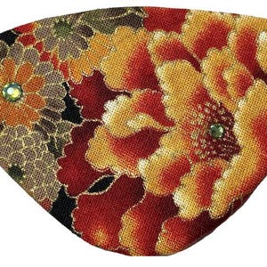 Augenklappe Japanischer Garten gelb orange schwarz gold rot romantisch Mode Pirat Fantasy Floral