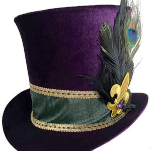 Victorian Steampunk Green Velvet Top Hat Dark Witch Cosplay Mad Hatter Hat Masquerade Mad Hatter Costume Top Hats for sale | eBay main image 2